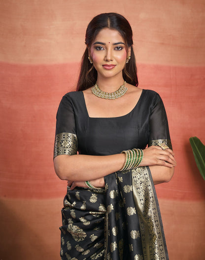 Black Silk Woven Banarasi Saree