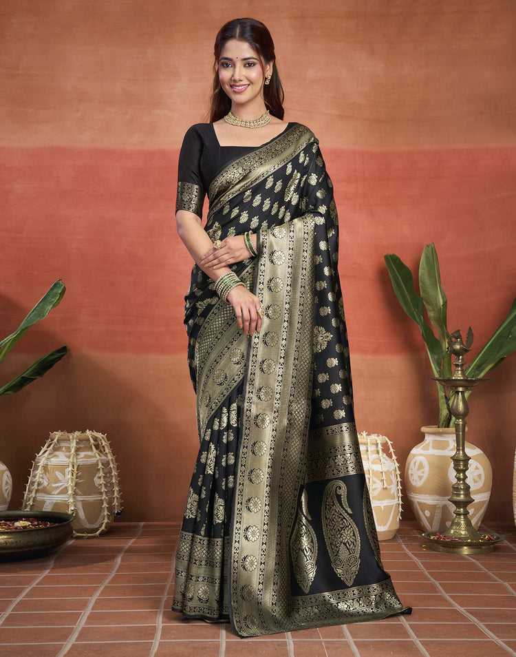 Black Silk Woven Banarasi Saree
