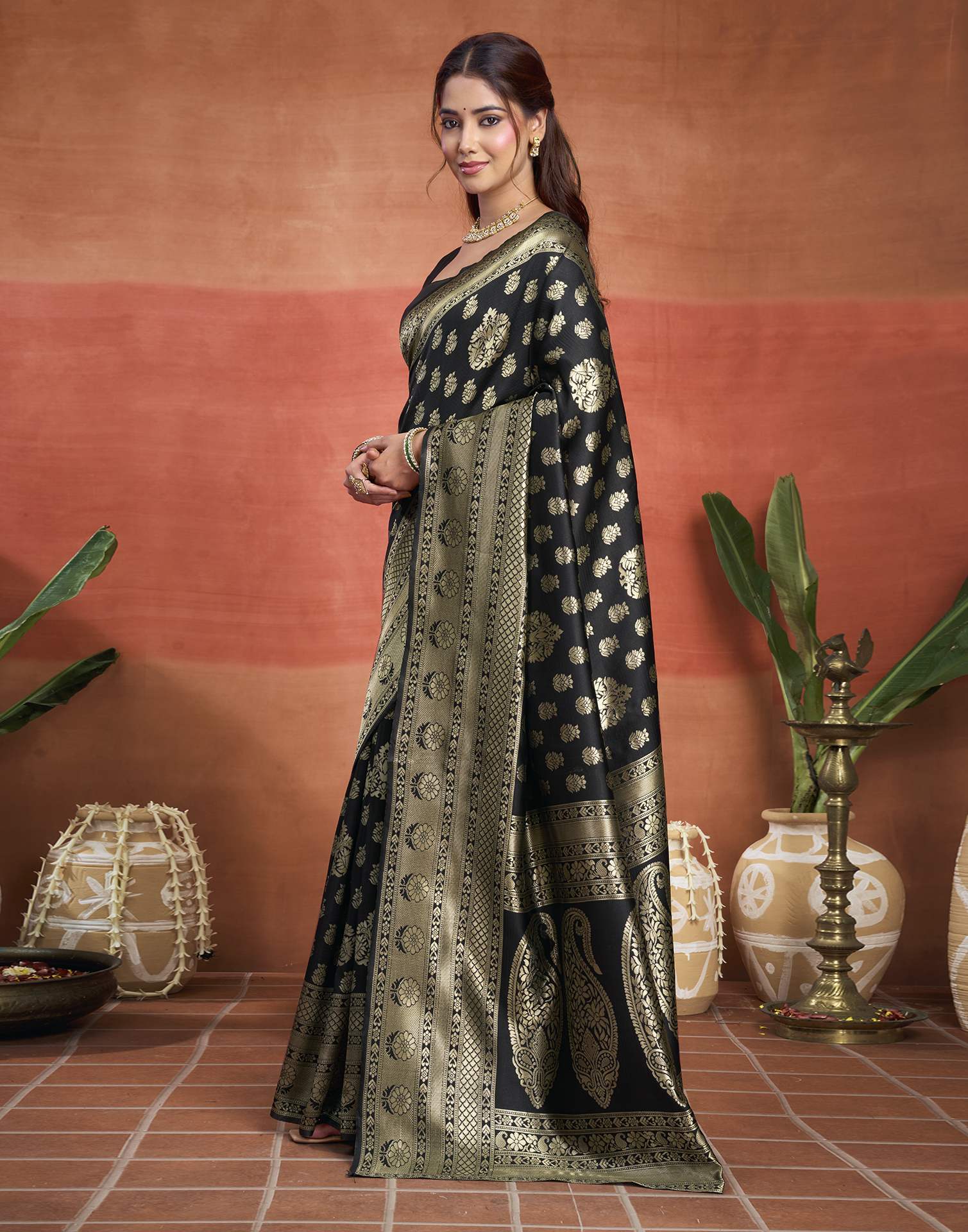 Black Silk Woven Banarasi Saree
