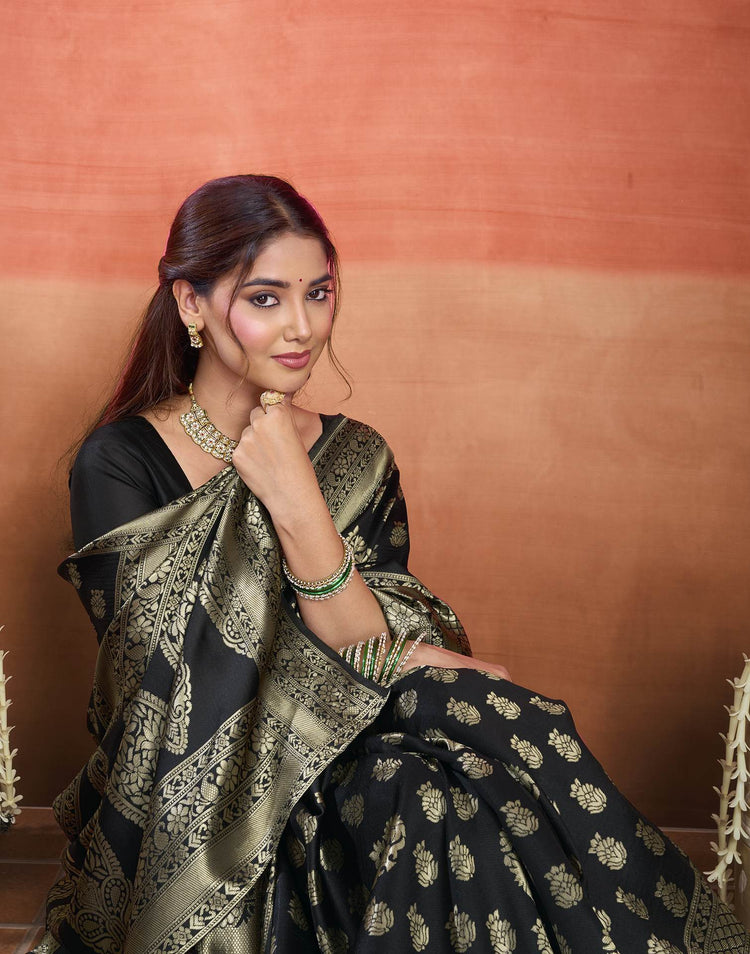 Black Silk Woven Banarasi Saree