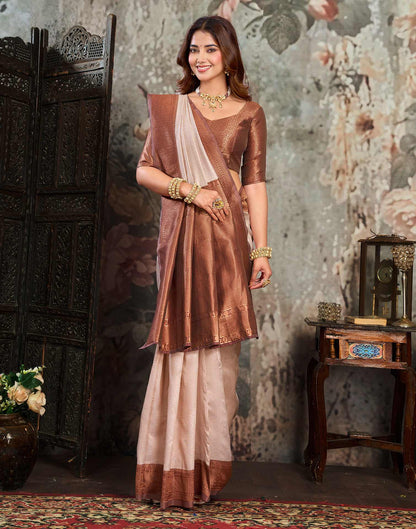 Beige Silk Woven Kanjivaram Saree
