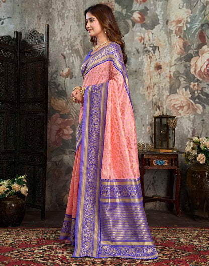 Light Pink Silk Woven Kanjivaram Saree