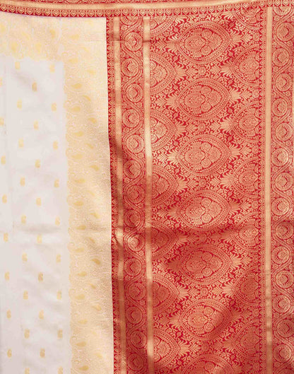 White Silk Woven Kanjivaram Saree