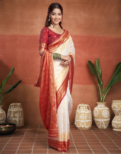 White Silk Woven Kanjivaram Saree