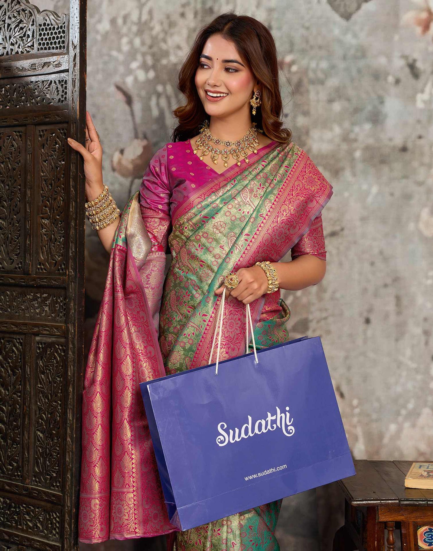 Turquoise Silk Woven Banarasi Saree