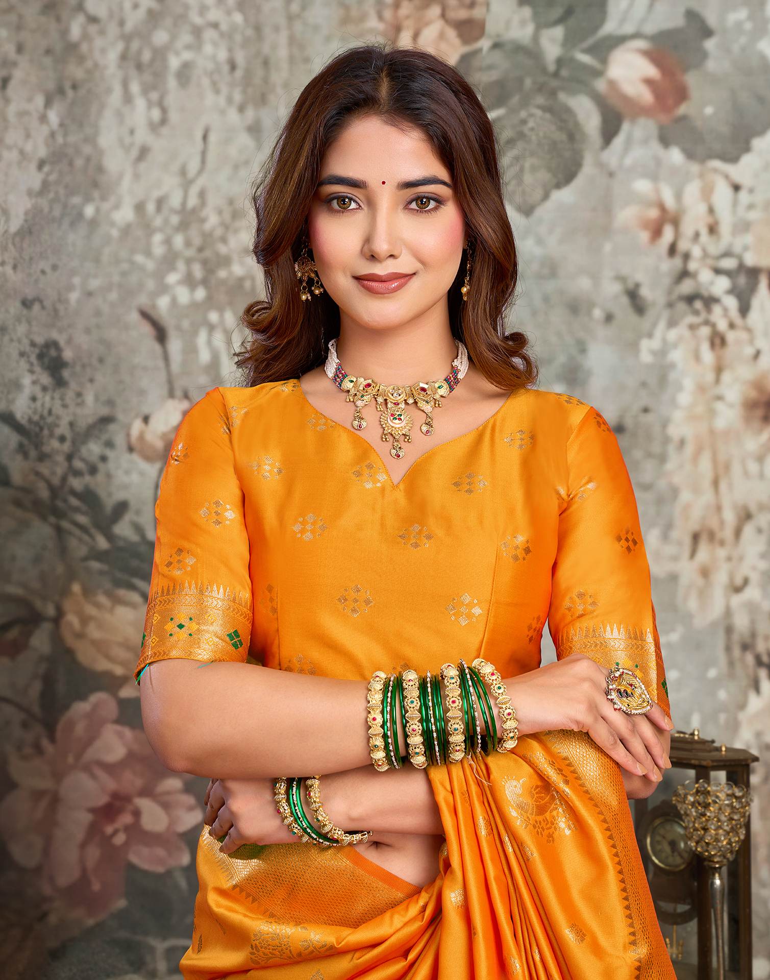 Turmeric Yellow Silk Woven Banarasi Saree