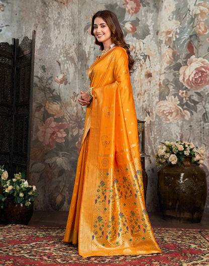 Turmeric Yellow Silk Woven Banarasi Saree