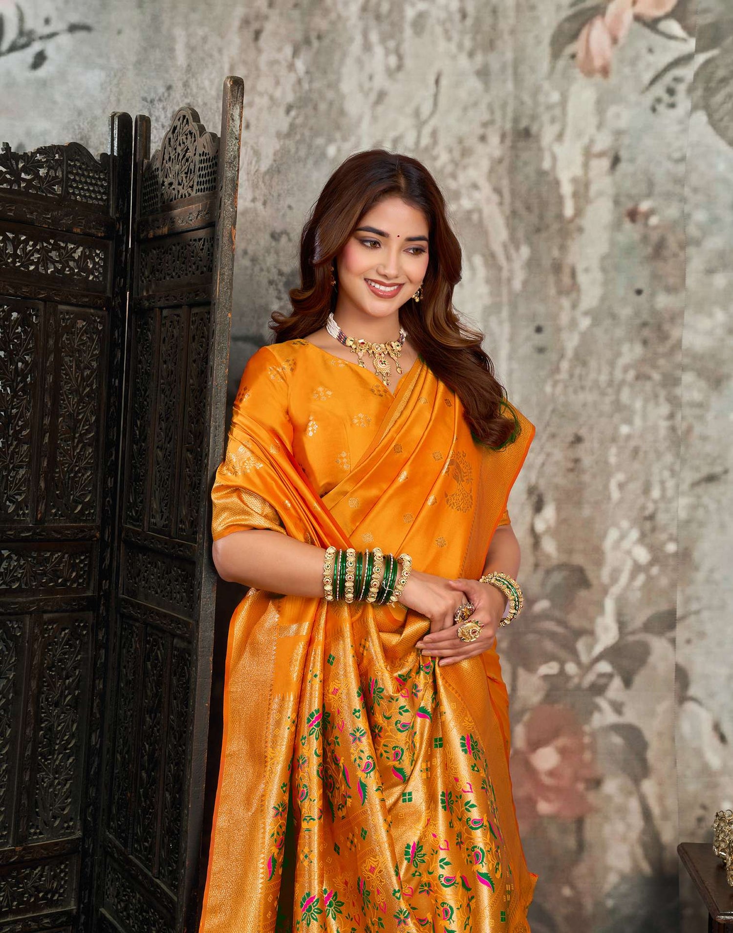Turmeric Yellow Silk Woven Banarasi Saree