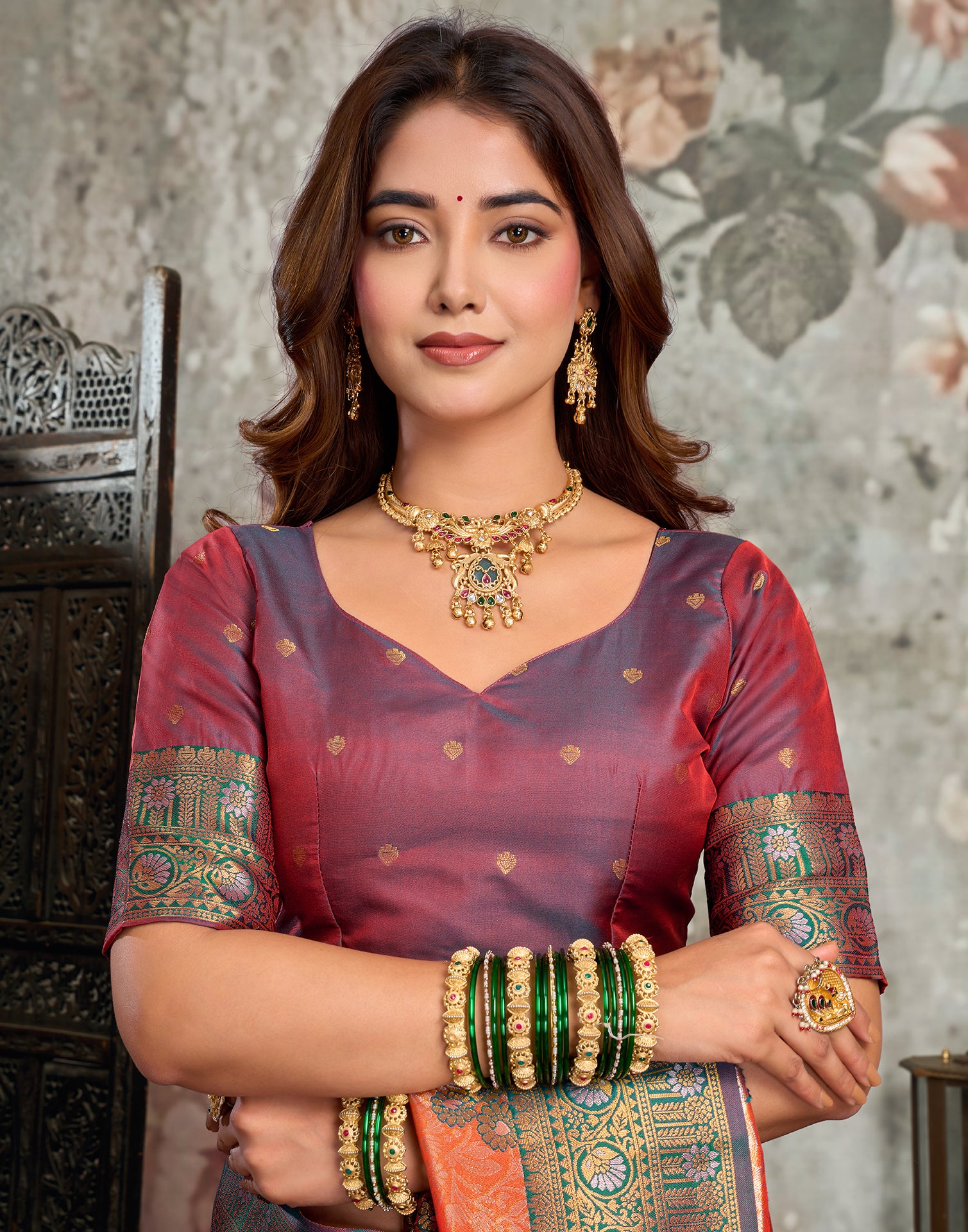 Orange Silk Woven Banarasi Saree