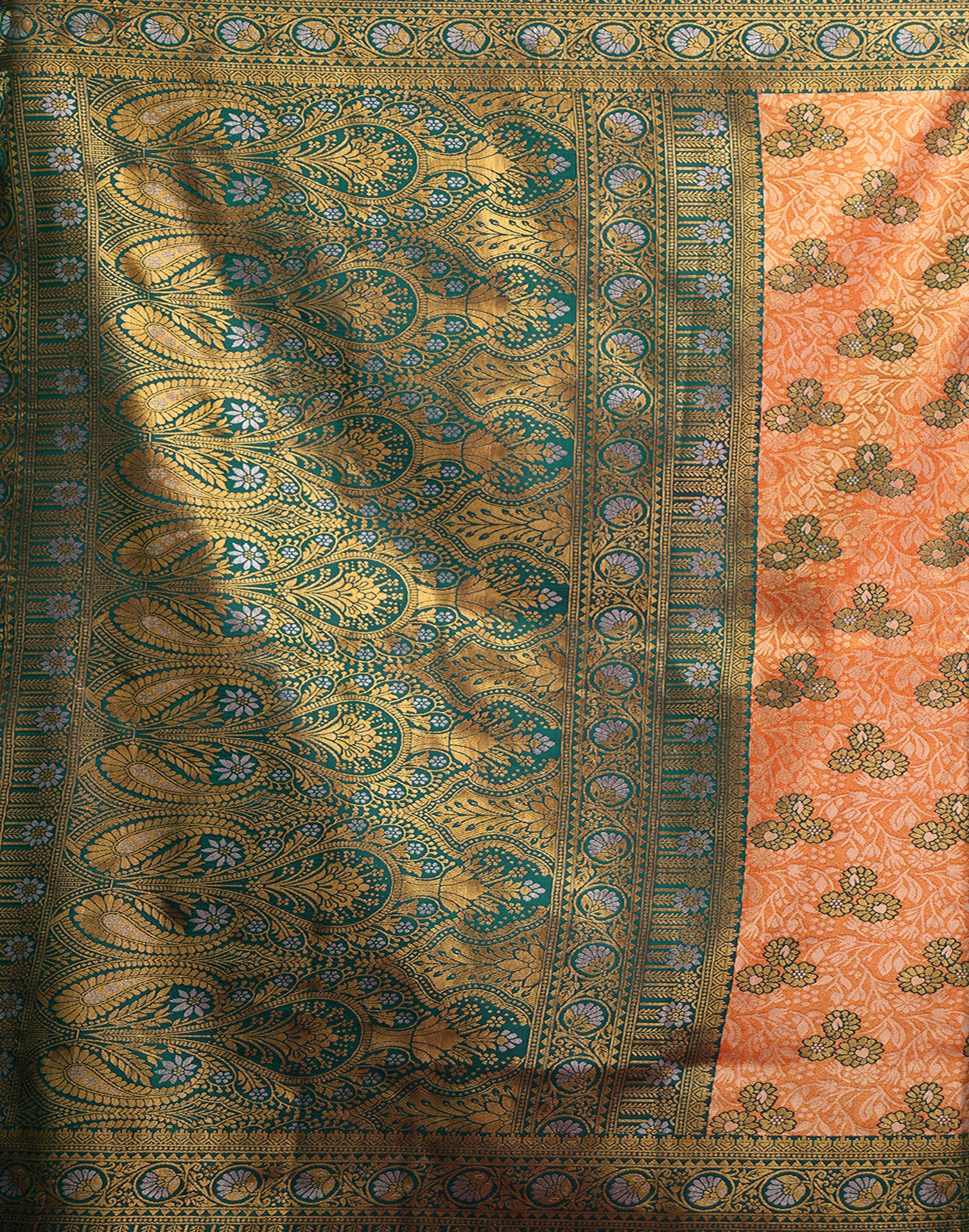 Orange Silk Woven Banarasi Saree