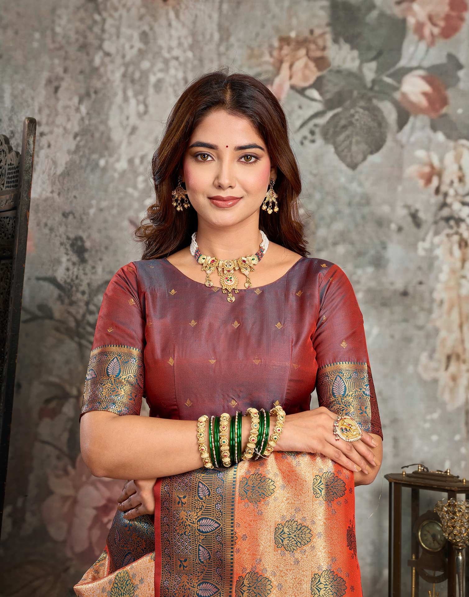 Orange Silk Woven Banarasi Saree