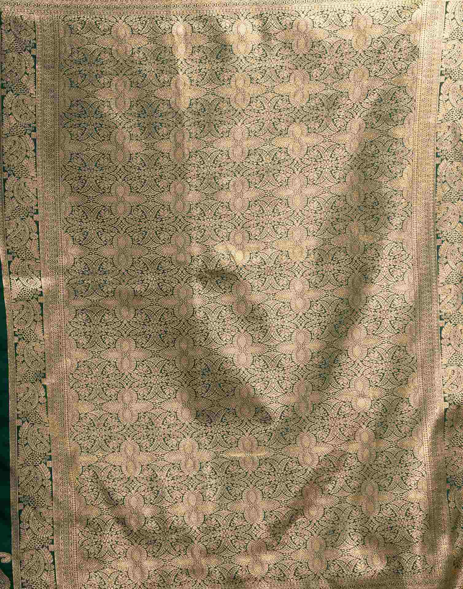 Dark Green Silk Woven Banarasi Saree