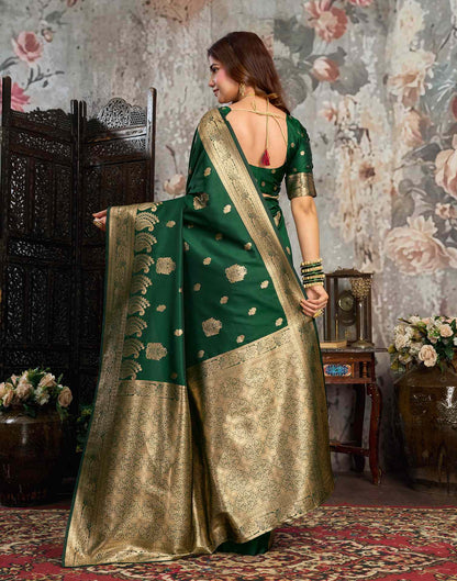 Dark Green Silk Woven Banarasi Saree