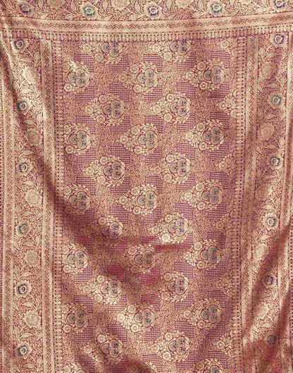 Wine Silk Woven Banarasi Saree
