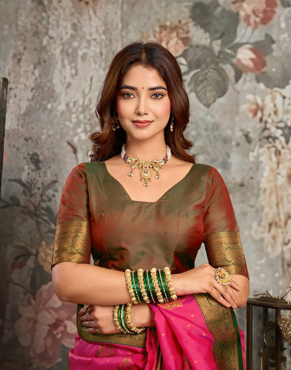 Pink Silk Woven Kanjivaram Saree