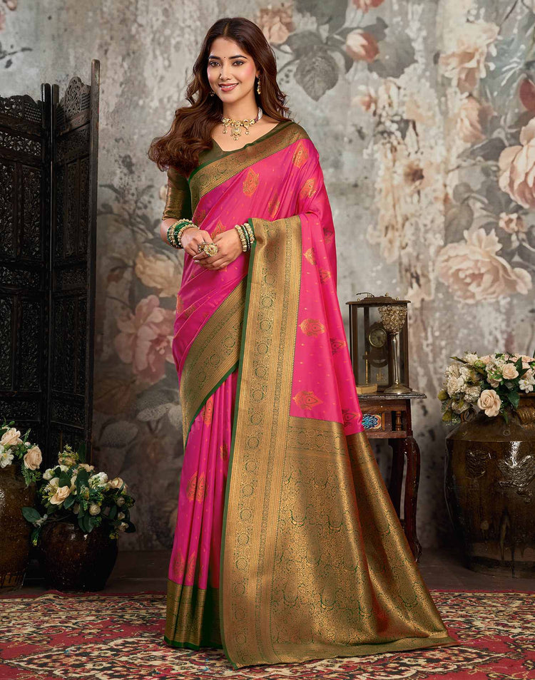Pink Silk Woven Kanjivaram Saree