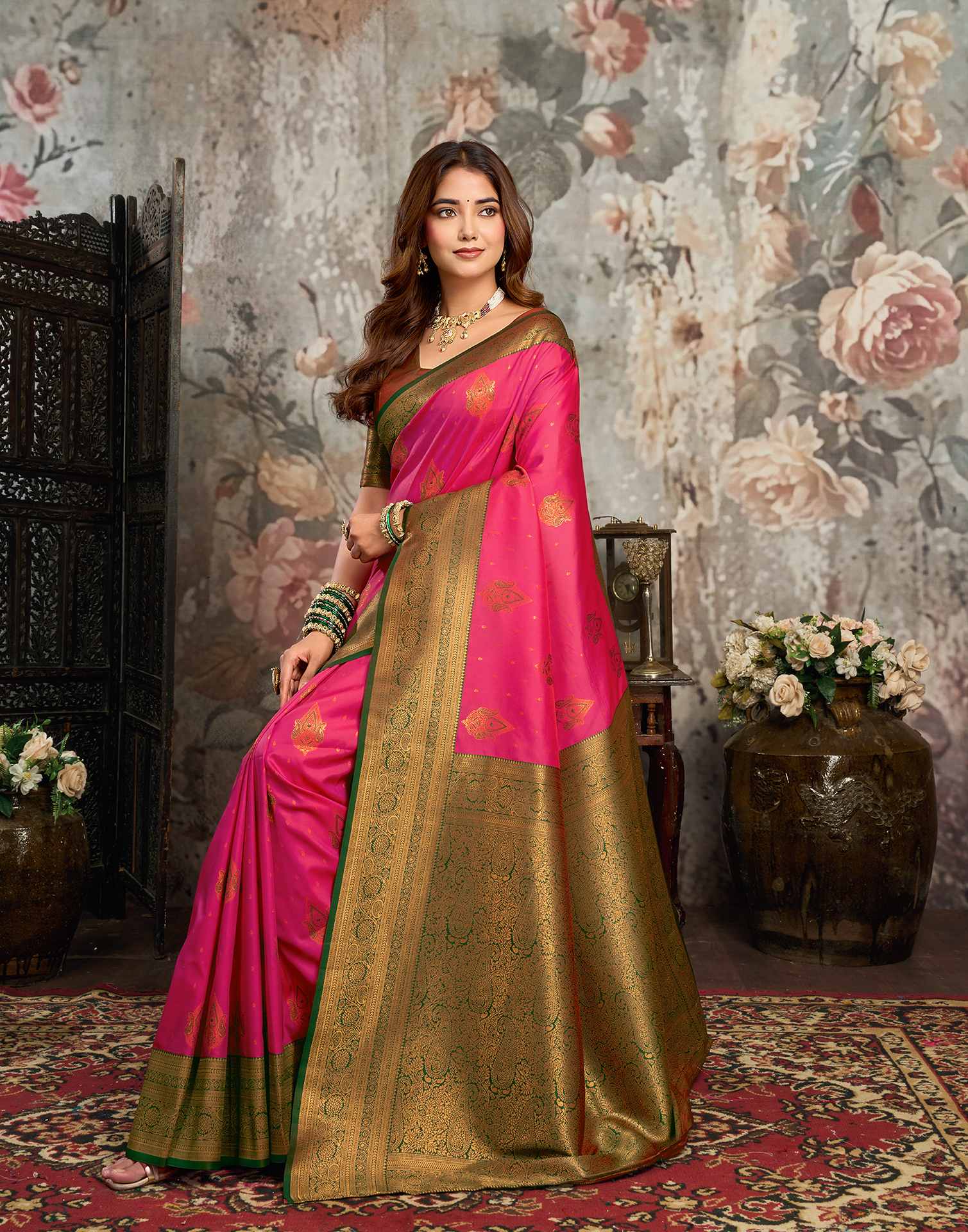 Pink Silk Woven Kanjivaram Saree