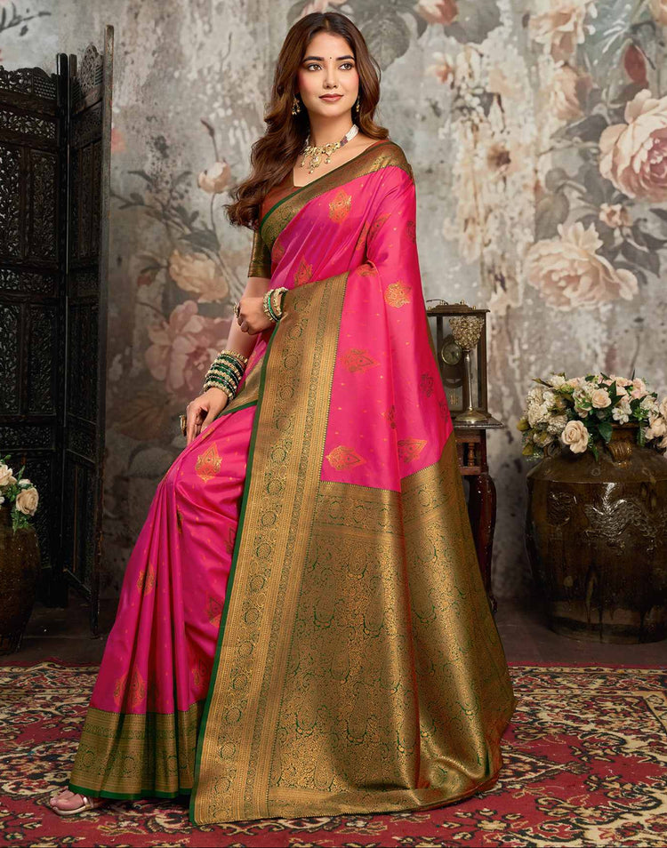 Pink Silk Woven Kanjivaram Saree