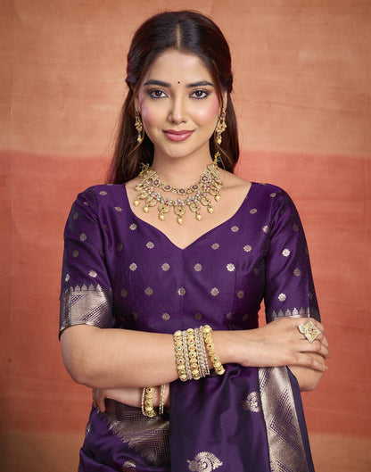 Purple Silk Woven Banarasi Saree