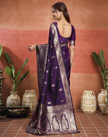 Purple Silk Woven Banarasi Saree