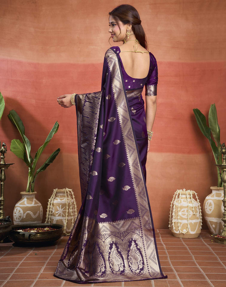 Purple Silk Woven Banarasi Saree