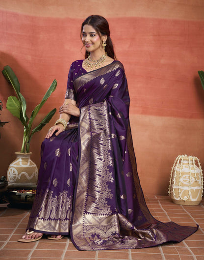 Purple Silk Woven Banarasi Saree