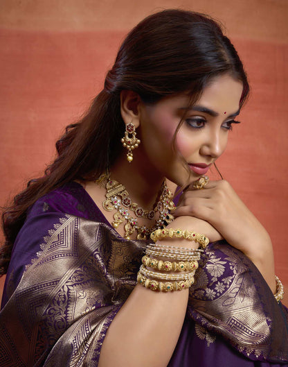 Purple Silk Woven Banarasi Saree