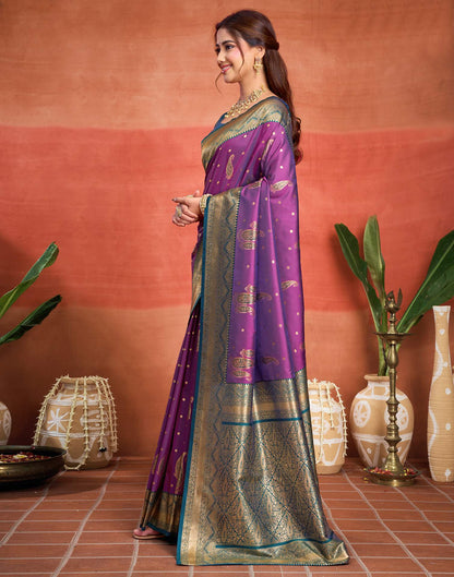 Purple Silk Woven Banarasi Saree