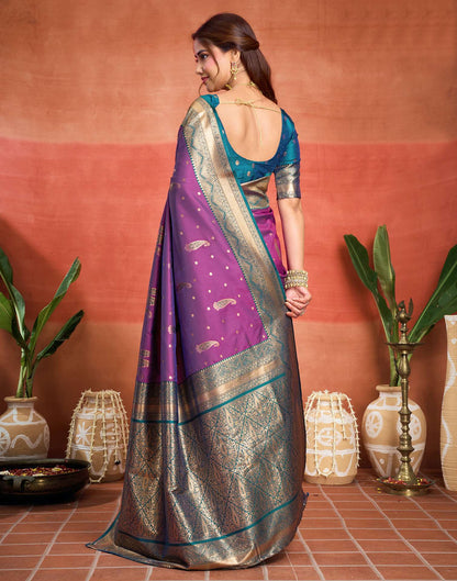 Purple Silk Woven Banarasi Saree