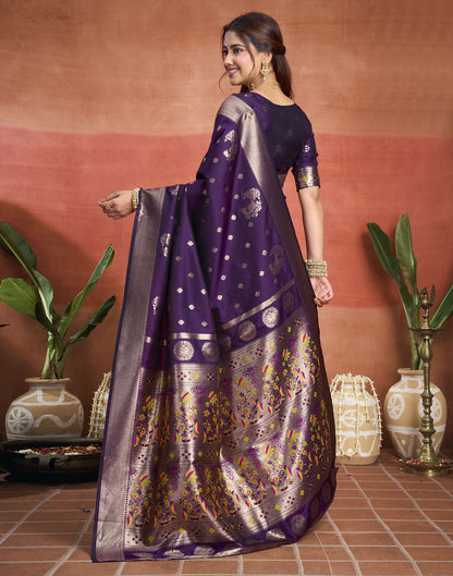 Purple Silk Woven Banarasi Saree