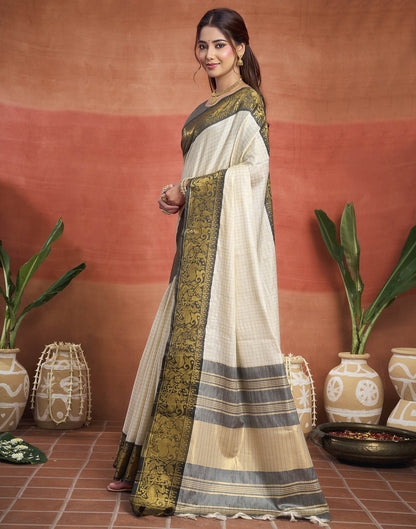 White Silk Woven Kanjivaram Saree