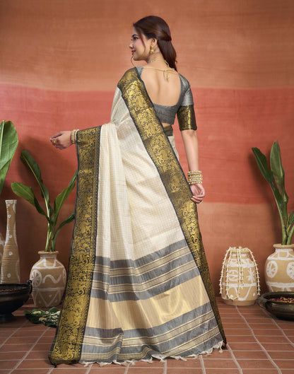 White Silk Woven Kanjivaram Saree