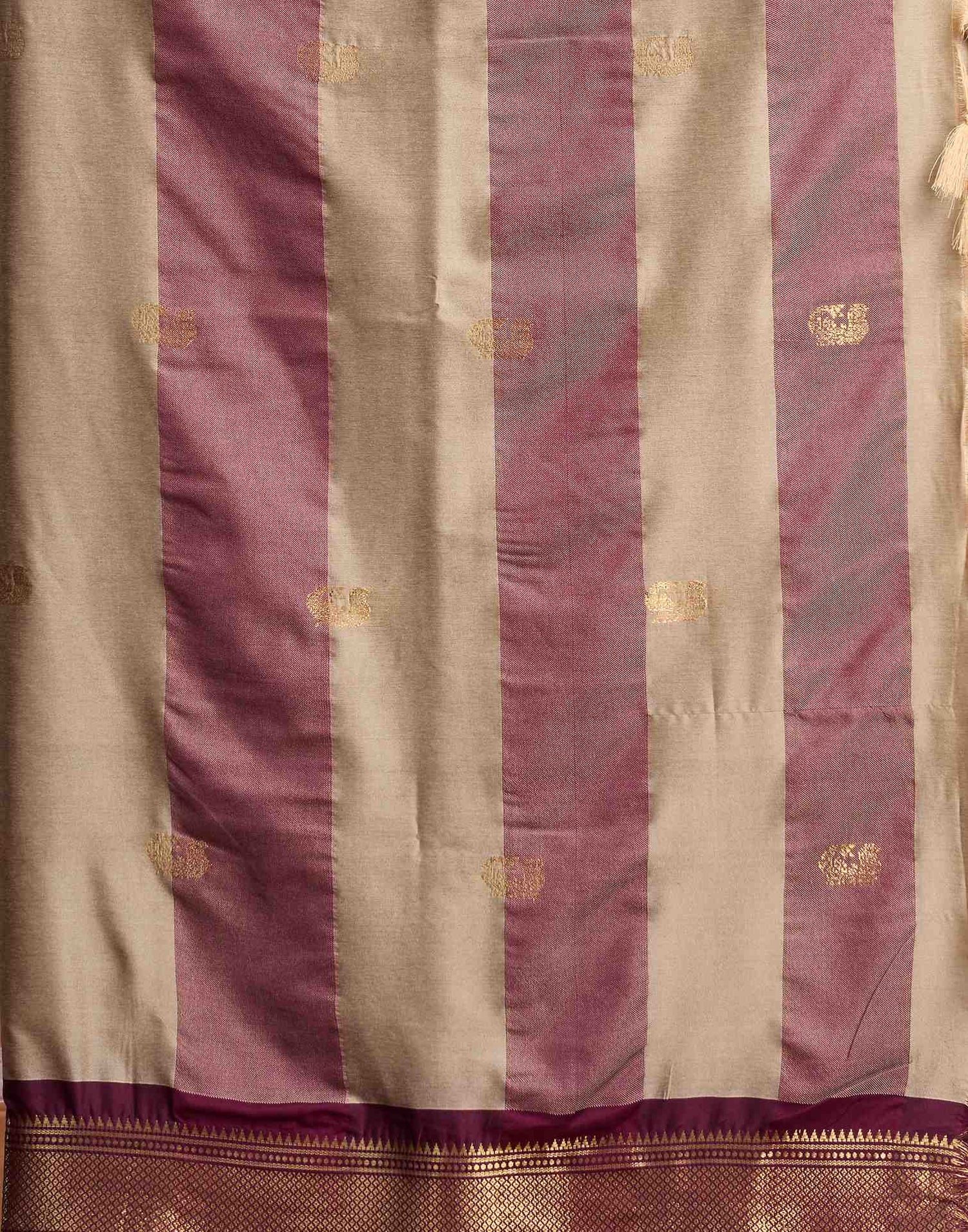 Beige Silk Woven Kanjivaram Saree