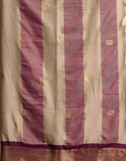 Beige Silk Woven Kanjivaram Saree