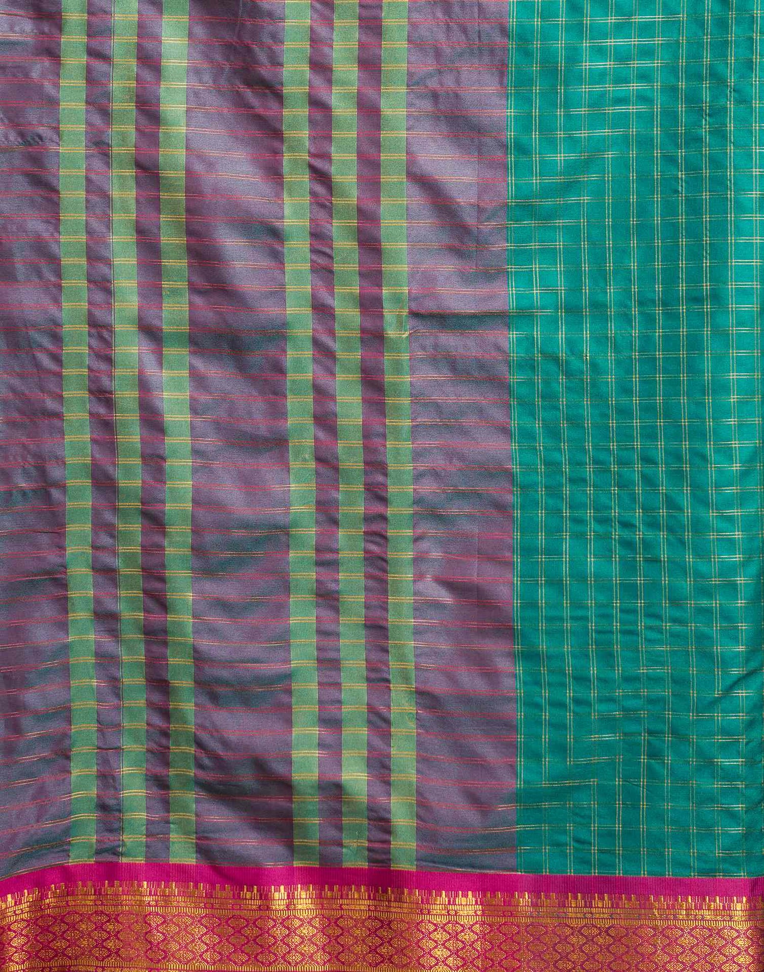 Teal Green Silk Woven Kanjivaram Saree