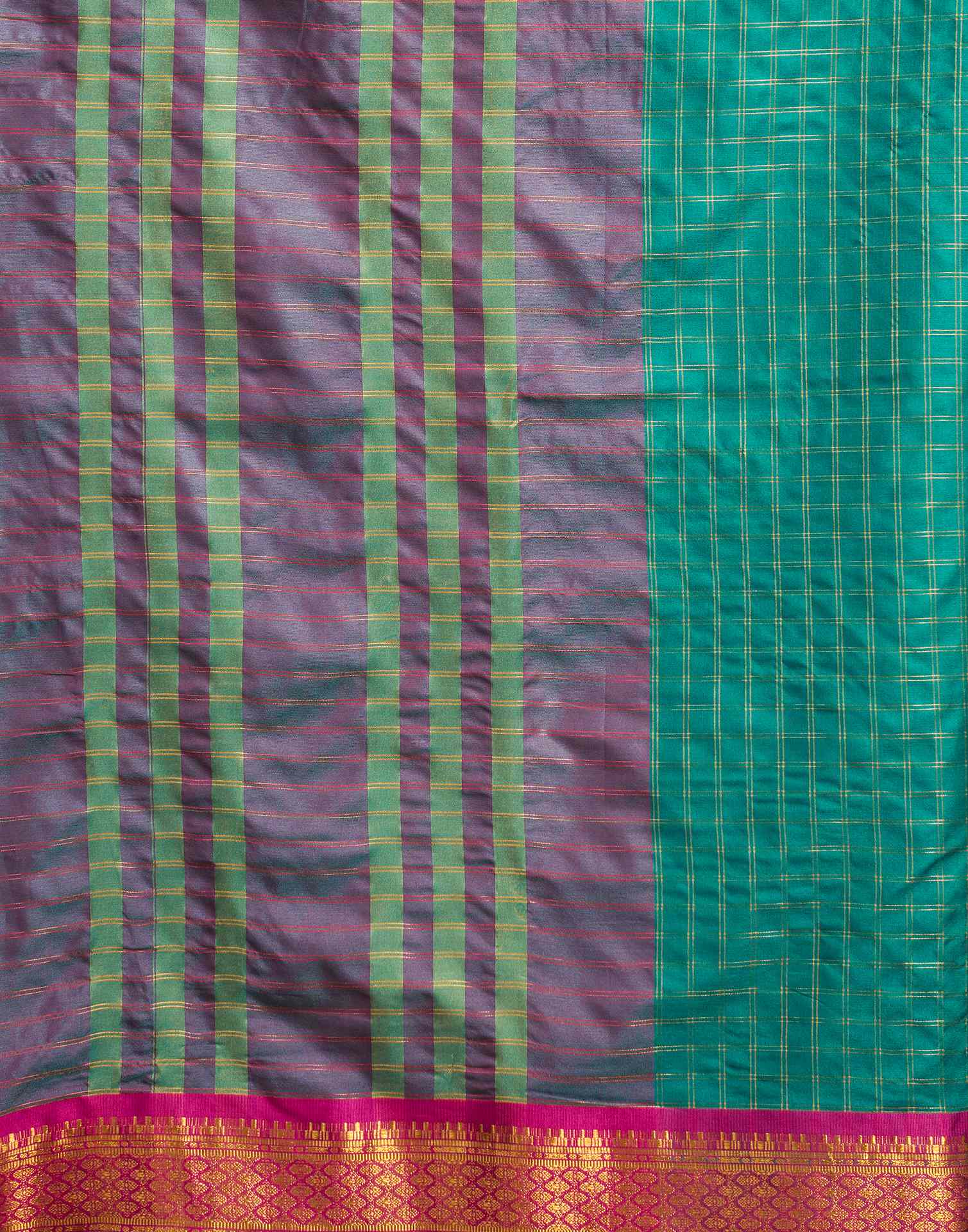 Teal Green Silk Woven Kanjivaram Saree