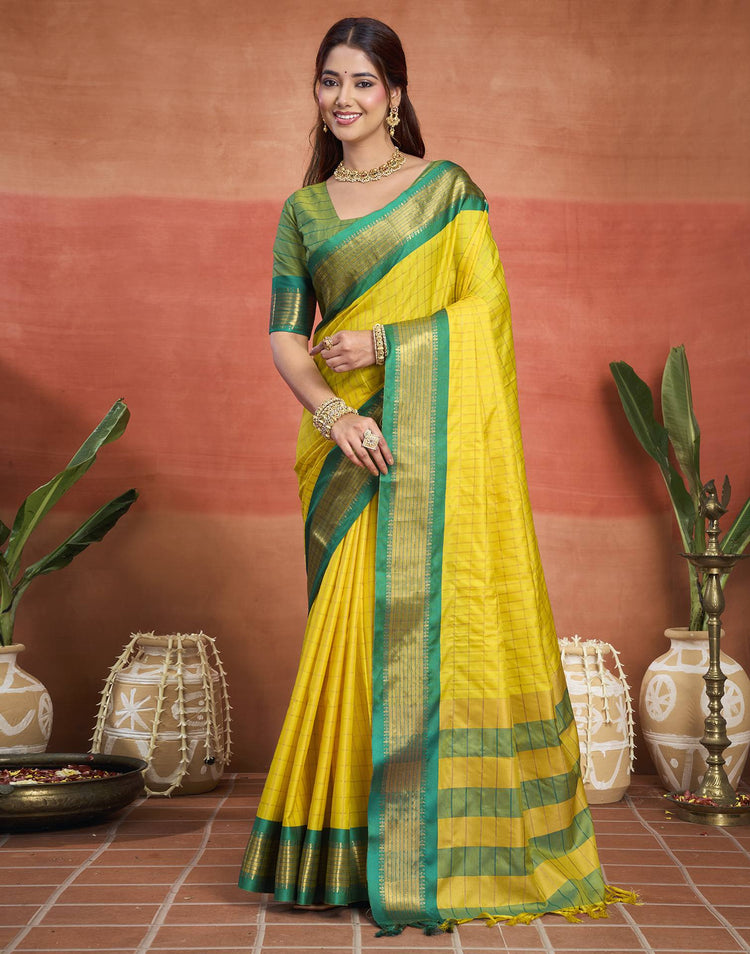 Yellow Silk Woven Kanjivaram Saree