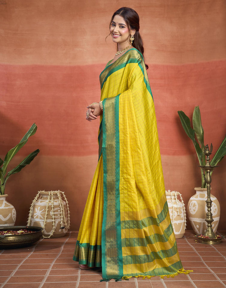 Yellow Silk Woven Kanjivaram Saree