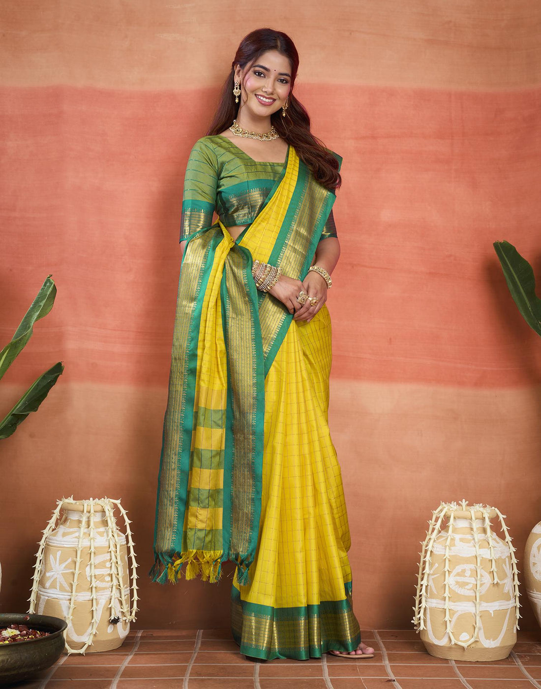 Yellow Silk Woven Kanjivaram Saree