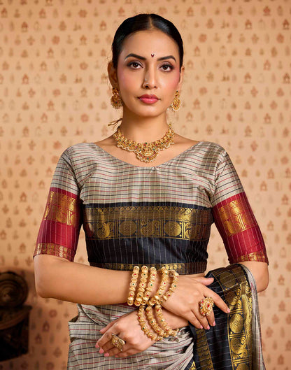 Grey Silk Woven Kanjivaram Saree