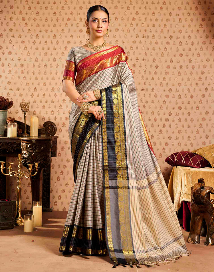 Grey Silk Woven Kanjivaram Saree