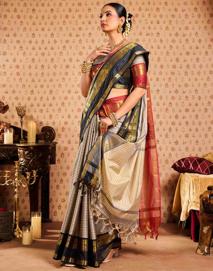 Grey Silk Woven Kanjivaram Saree