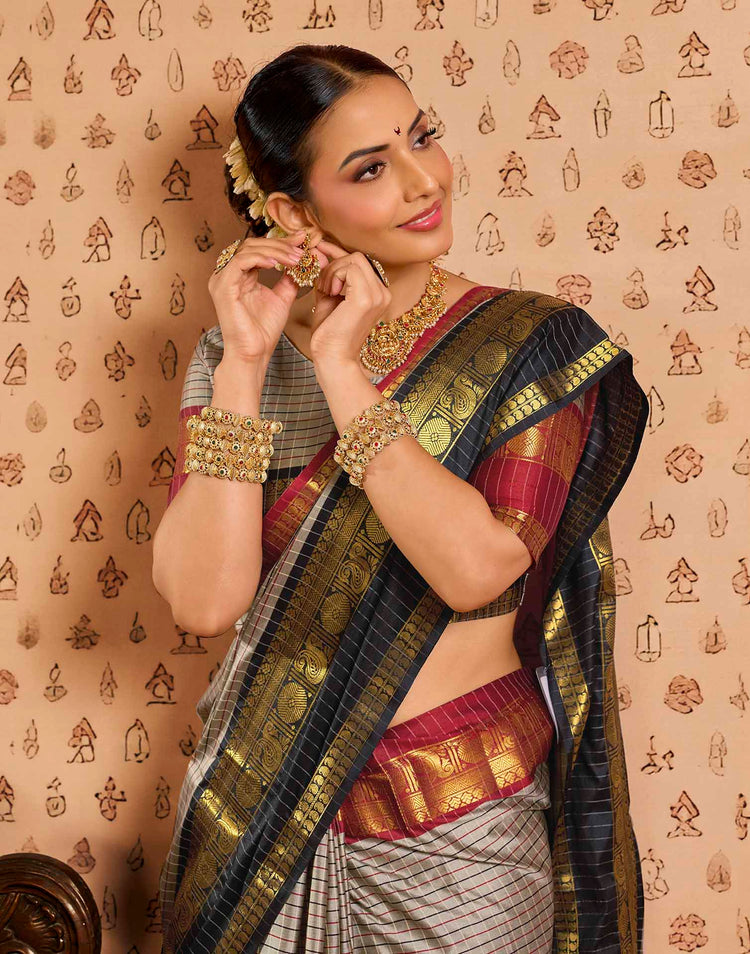 Grey Silk Woven Kanjivaram Saree