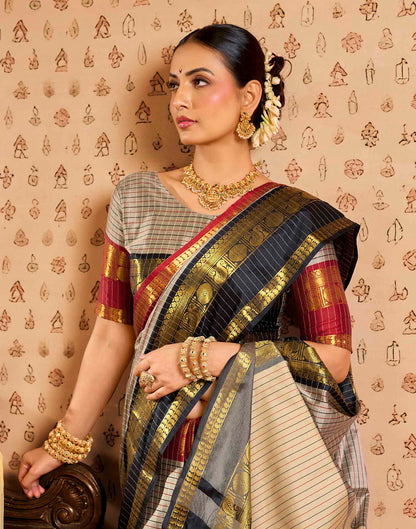 Grey Silk Woven Kanjivaram Saree