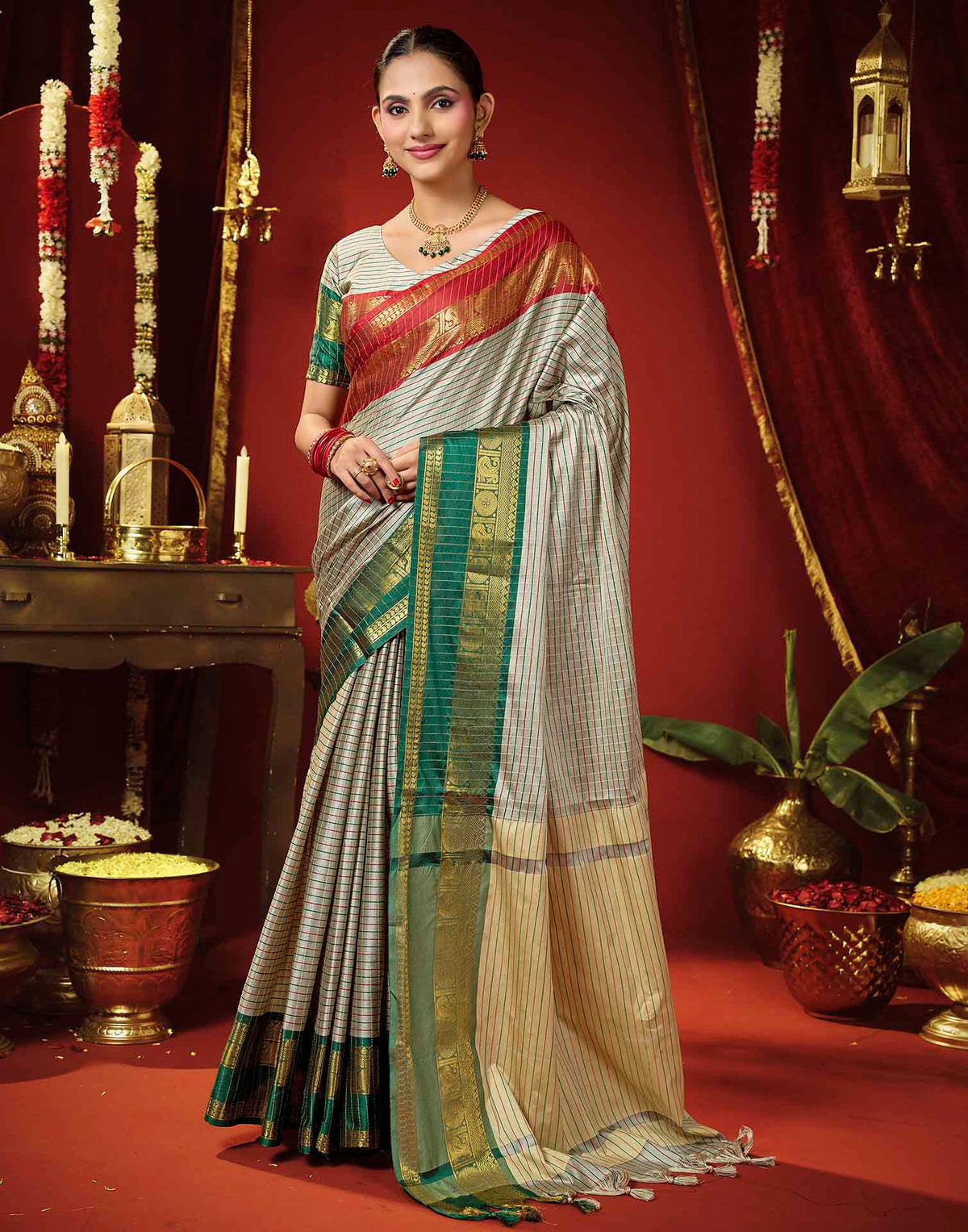 Grey Silk Woven Kanjivaram Saree