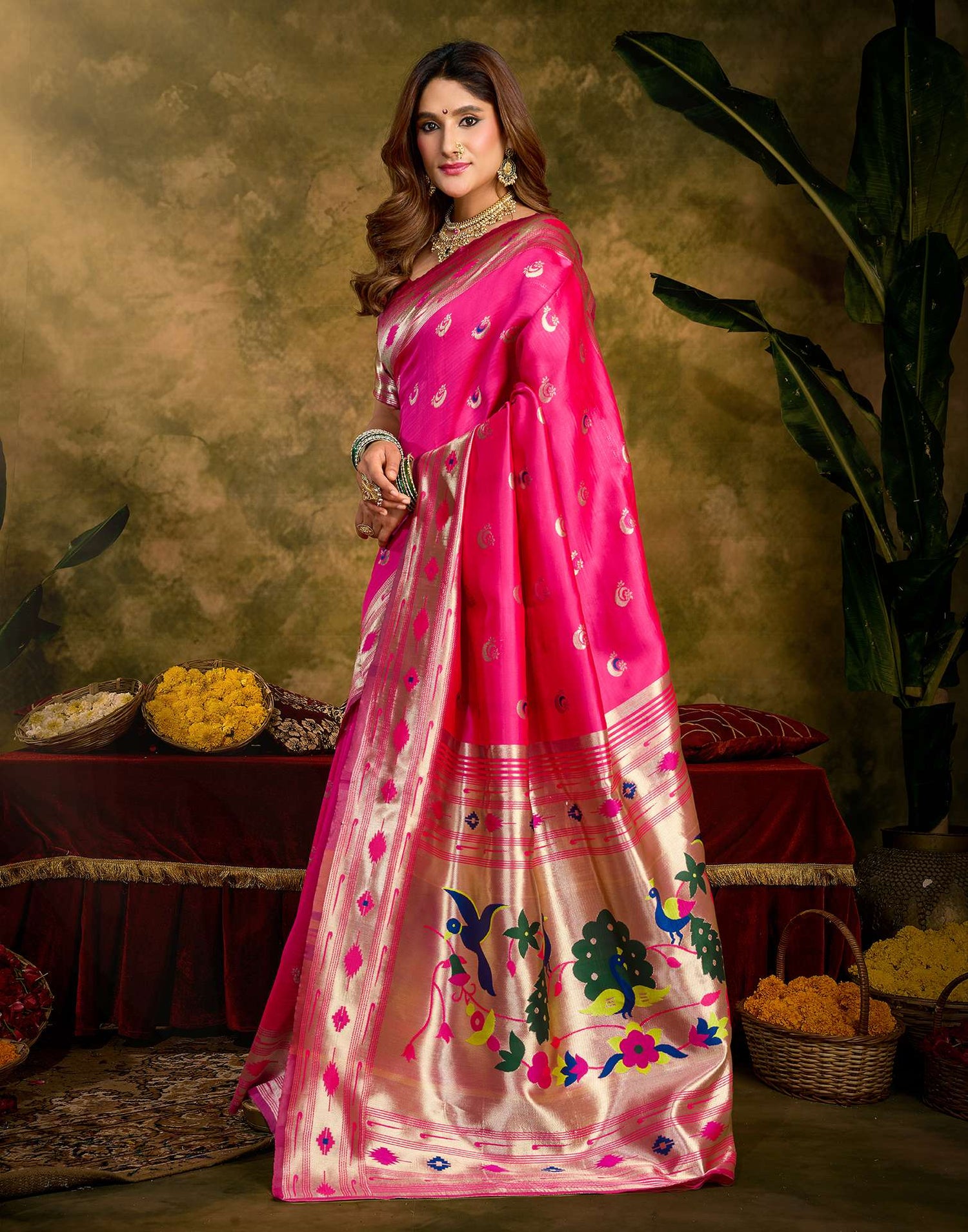 Pink Silk Woven Paithani Saree