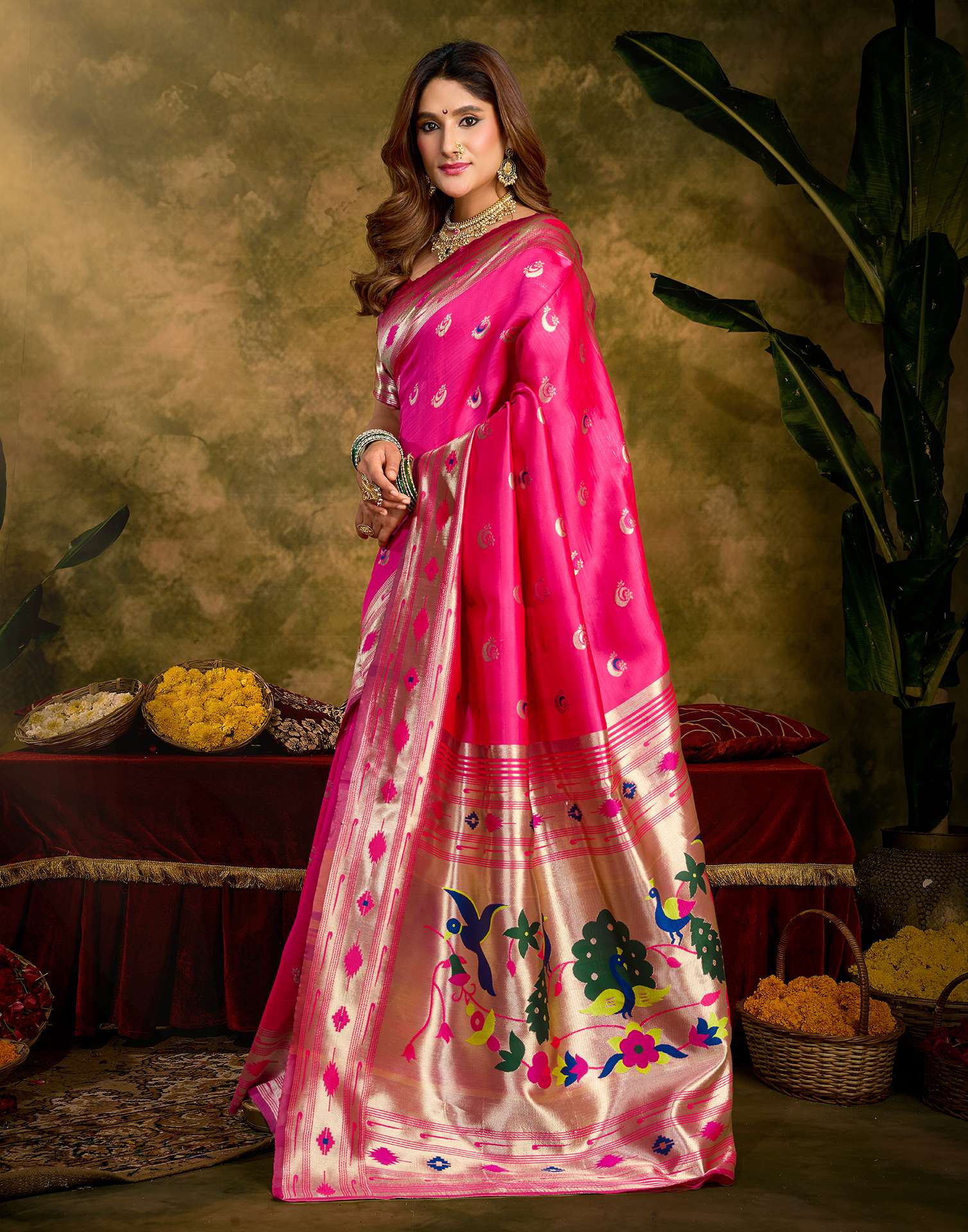 Pink Silk Woven Paithani Saree
