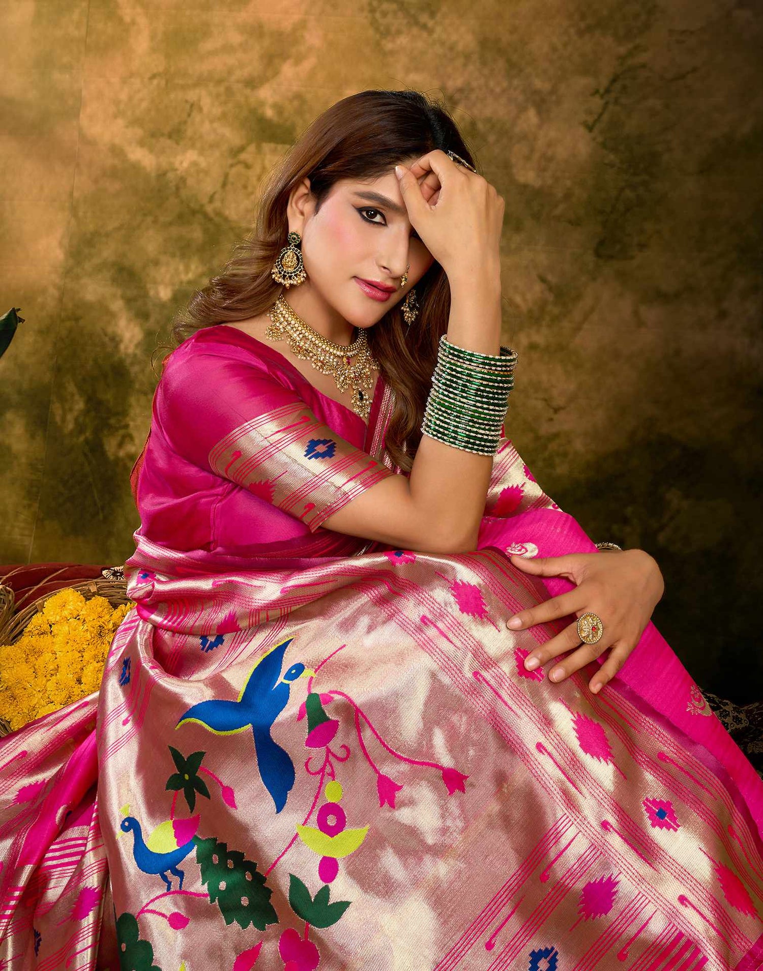 Pink Silk Woven Paithani Saree