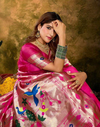 Pink Silk Woven Paithani Saree
