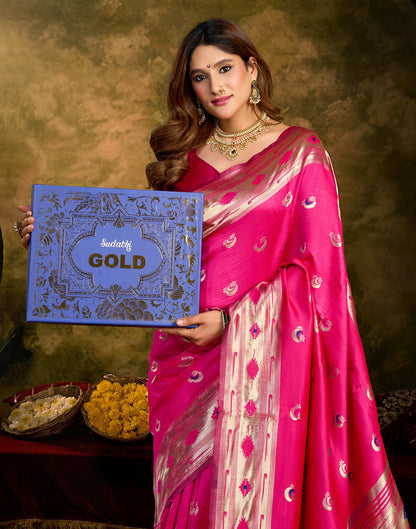 Pink Silk Woven Paithani Saree
